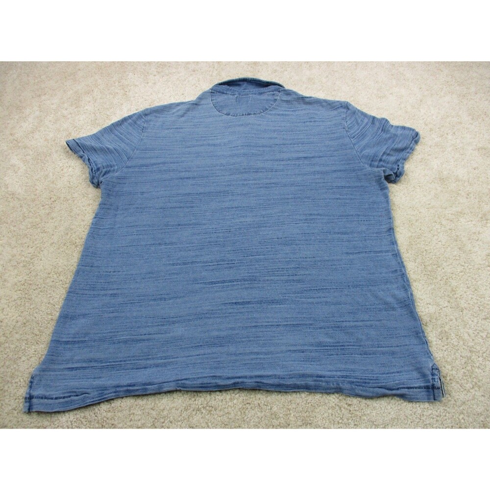 Faherty Polo Shirt Mens Extra Large XL Blue Indigo Dyed Cotton Short Sleeve * - Picture 8 of 12